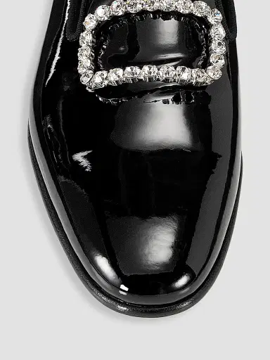 Manolo Blahnik Men's Mariocc Crystal Buckle Patent Leather Loafers - Black - Size 7 | Thumbnail 4