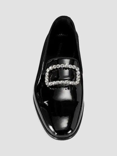 Manolo Blahnik Men's Mariocc Crystal Buckle Patent Leather Loafers - Black - Size 7 | Thumbnail 5