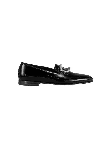 Manolo Blahnik Men's Mariocc Crystal Buckle Patent Leather Loafers - Black - Size 7 | Thumbnail 1
