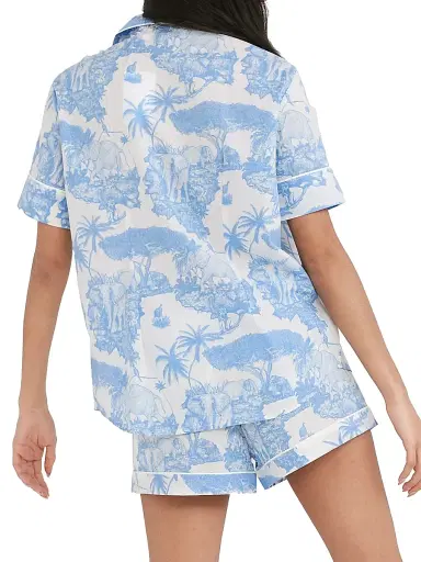 Desmond & Dempsey Women's 2-Piece Printed Cotton Short Pajama Set - Blue - Size Large | Thumbnail 5 Desmond & Dempsey Women's 2-Piece Printed Cotton Short Pajama Set - Blue - Size Large | Thumbnail 5