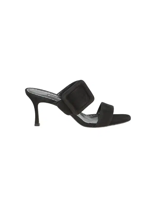 Manolo Blahnik Women's Gable 0MM Suede Buckle Mules - Black Suede