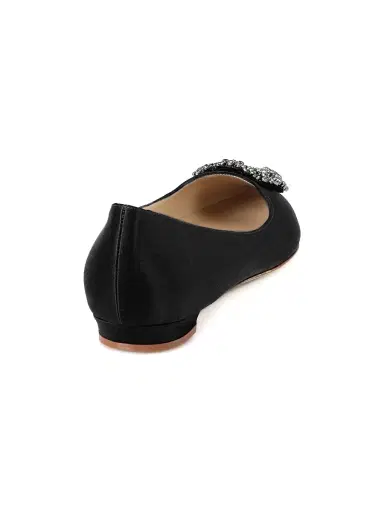 Manolo Blahnik Women's Hangisi 25MM Embellished Satin Flats - Black - Size 9 | Thumbnail 2 Manolo Blahnik Women's Hangisi 25MM Embellished Satin Flats - Black - Size 9 | Thumbnail 2