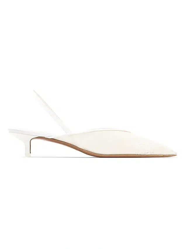 Women's Irena Lace 40MM Slingback Kitten Heels - Cream