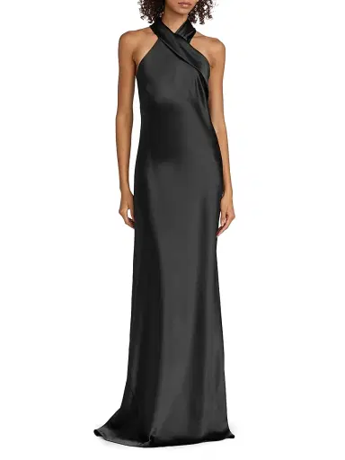 GALVAN LONDON Women's Pandora Satin Cross Halter Gown - Black - Size 14 | Thumbnail 3 GALVAN LONDON Women's Pandora Satin Cross Halter Gown - Black - Size 14 | Thumbnail 3