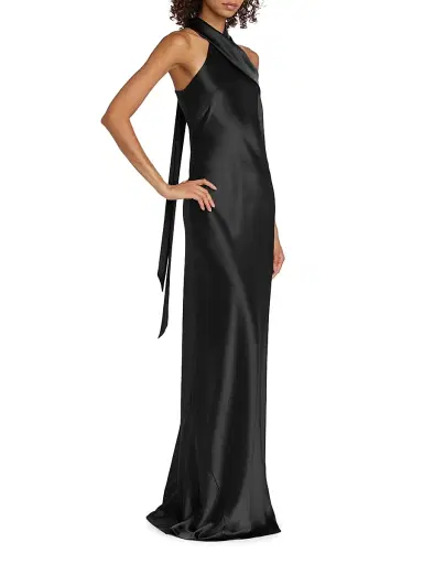 GALVAN LONDON Women's Pandora Satin Cross Halter Gown - Black - Size 14 | Thumbnail 4 GALVAN LONDON Women's Pandora Satin Cross Halter Gown - Black - Size 14 | Thumbnail 4