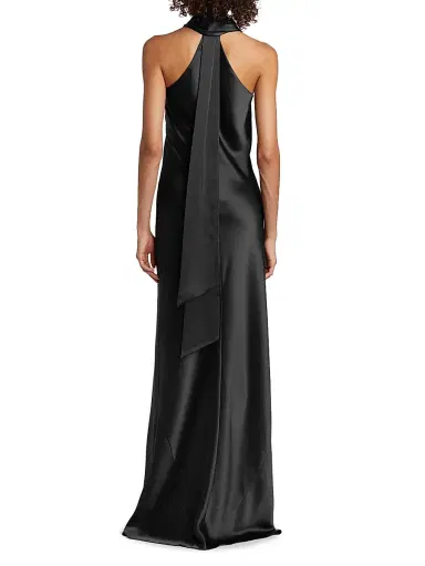 GALVAN LONDON Women's Pandora Satin Cross Halter Gown - Black - Size 14 | Thumbnail 5 GALVAN LONDON Women's Pandora Satin Cross Halter Gown - Black - Size 14 | Thumbnail 5
