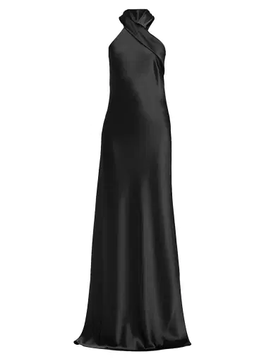 GALVAN LONDON Women's Pandora Satin Cross Halter Gown - Black - Size 14 | Thumbnail 1 GALVAN LONDON Women's Pandora Satin Cross Halter Gown - Black - Size 14 | Thumbnail 1