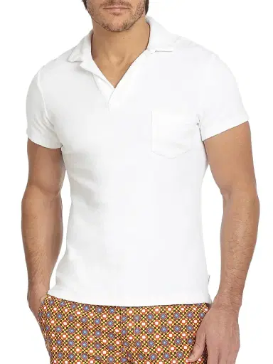 Orlebar Brown Terry Cotton Polo - White - Size Medium | Thumbnail 1