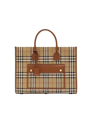Burberry Women's Medium Freya Signature Check Tote Bag | Thumbnail 1 Burberry Women's Medium Freya Signature Check Tote Bag | Thumbnail 1