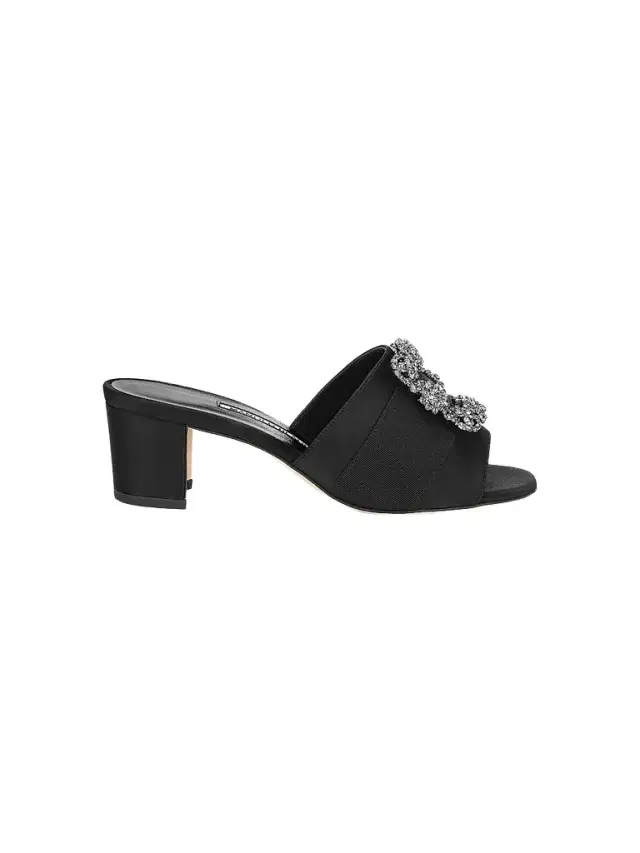 Manolo Blahnik Women's Martanew 0MM Embellished Satin Mules - Black