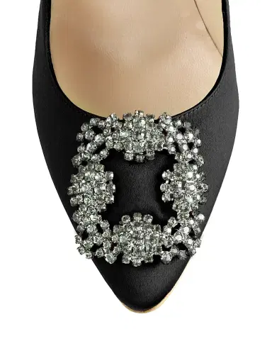 Manolo Blahnik Women's Hangisi 105MM Embellished Satin Pumps - Cobalt Blue - Size 5 | Thumbnail 4