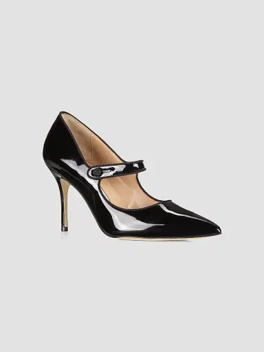 Manolo Blahnik Women's Campari 90MM Patent Leather Mary Jane Pumps - Black - Size 10 | Thumbnail 2