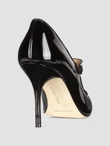 Manolo Blahnik Women's Campari 90MM Patent Leather Mary Jane Pumps - Black - Size 10 | Thumbnail 3