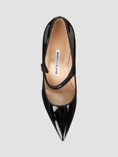 Manolo Blahnik Women's Campari 90MM Patent Leather Mary Jane Pumps - Black - Size 10 | Thumbnail 5