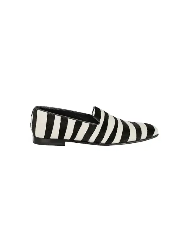 Men's Mario Striped Loafers - Black