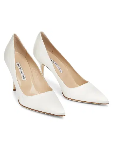 Manolo Blahnik Women's BB 90MM Satin Pumps - Cream - Size 5 | Thumbnail 2