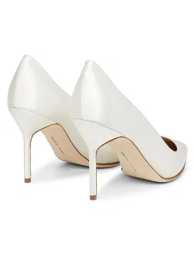 Manolo Blahnik Women's BB 90MM Satin Pumps - Cream - Size 5 | Thumbnail 3