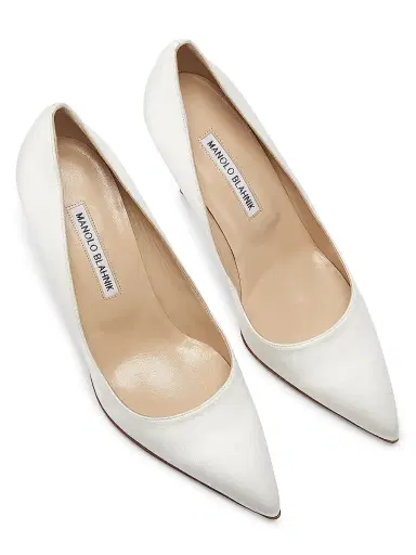 Manolo Blahnik Women's BB 90MM Satin Pumps - Cream - Size 5 | Thumbnail 4