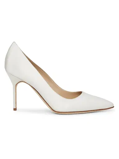 Manolo Blahnik Women's BB 90MM Satin Pumps - Cream - Size 5 | Thumbnail 1