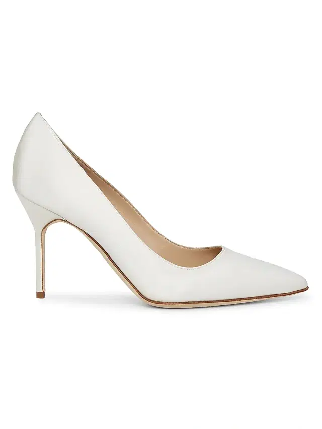 Manolo Blahnik Women's BB 90MM Satin Pumps - Cream