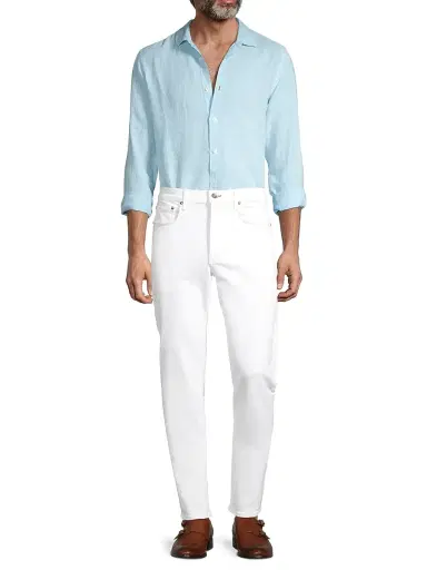 Orlebar Brown Men's Giles Linen Shirt - Blue | Thumbnail 2 Orlebar Brown Men's Giles Linen Shirt - Blue | Thumbnail 2