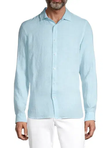 Orlebar Brown Men's Giles Linen Shirt - Blue | Thumbnail 3 Orlebar Brown Men's Giles Linen Shirt - Blue | Thumbnail 3