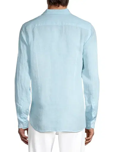 Orlebar Brown Men's Giles Linen Shirt - Blue | Thumbnail 5 Orlebar Brown Men's Giles Linen Shirt - Blue | Thumbnail 5