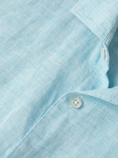Orlebar Brown Men's Giles Linen Shirt - Blue | Thumbnail 6 Orlebar Brown Men's Giles Linen Shirt - Blue | Thumbnail 6