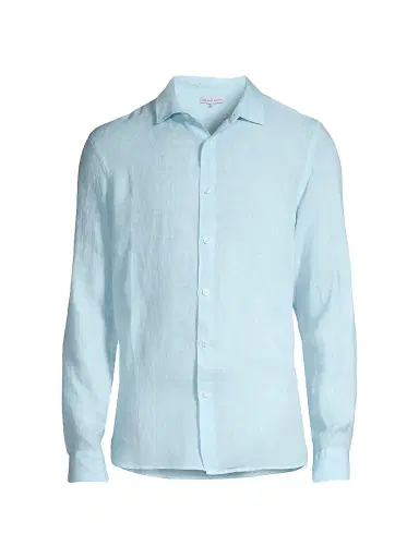 Orlebar Brown Men's Giles Linen Shirt - Blue | Thumbnail 1 Orlebar Brown Men's Giles Linen Shirt - Blue | Thumbnail 1