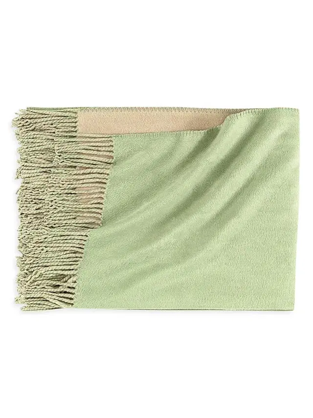 Togas Marinetti Silk-Cotton Throw Blanket - Green Beige