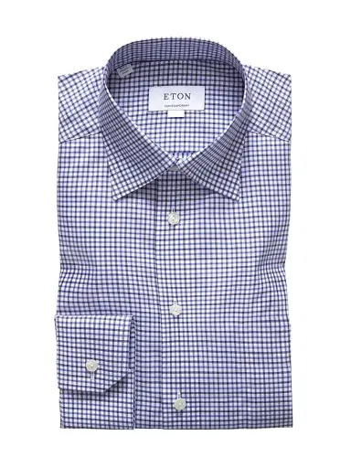 Eton Men's Contemporary-Fit Tattersall Check Cotton Long-Sleeve Shirt | Thumbnail 1 Eton Men's Contemporary-Fit Tattersall Check Cotton Long-Sleeve Shirt | Thumbnail 1