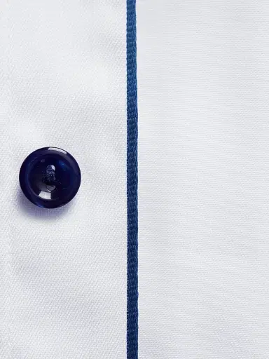Eton Men's Slim-Fit Twill Dress Shirt with Navy Details - White - Size 17.5 | Thumbnail 2