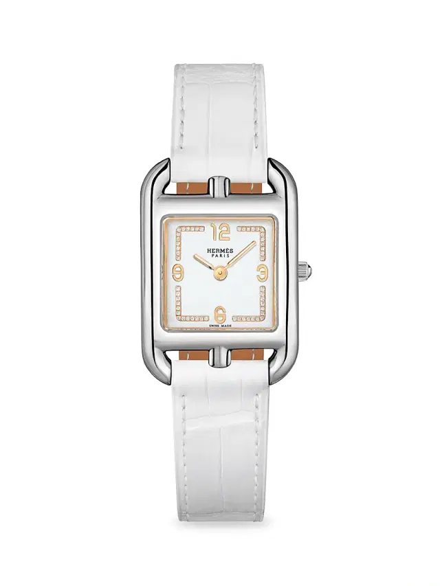 Women's Cape Cod Stainless Steel, 0.04 TCW Diamond & Alligator Strap Watch/23MM - White