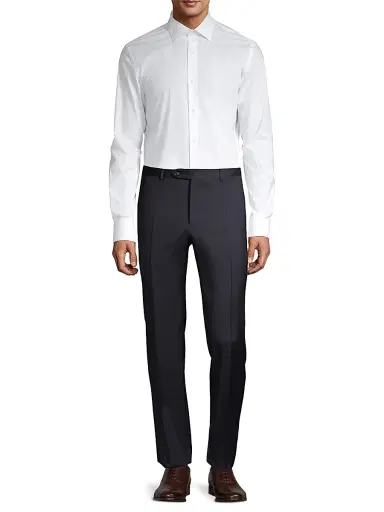 Canali Men's Slim-Fit Wool Trousers - Navy - Size 38 | Thumbnail 2
