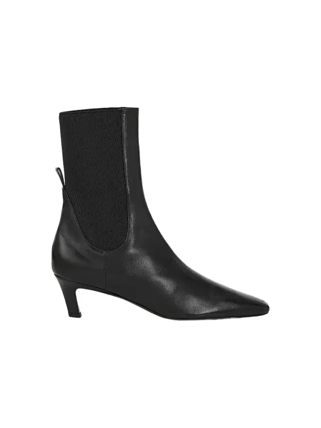 Toteme Women's 50MM Leather Kitten-Heel Ankle Boots - Black