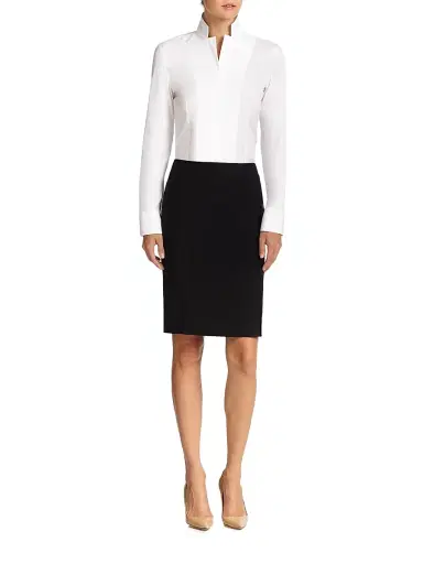 Akris Women's Stretch-Poplin Revers Collar Blouse | Thumbnail 2