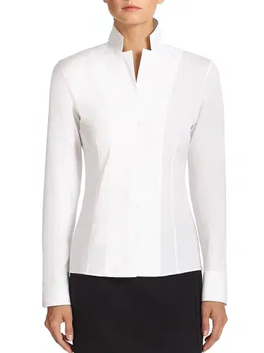 Akris Women's Stretch-Poplin Revers Collar Blouse | Thumbnail 3