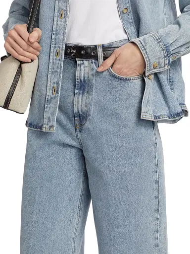 TOTEME Women's High-Rise Wide-Leg Jeans - Cool Blue - Size 29 | Thumbnail 6 TOTEME Women's High-Rise Wide-Leg Jeans - Cool Blue - Size 29 | Thumbnail 6