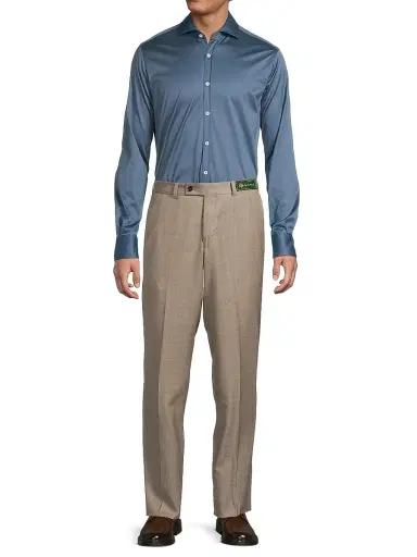 Canali Men's Cotton Button-Front Shirt - Blue | Thumbnail 2 Canali Men's Cotton Button-Front Shirt - Blue | Thumbnail 2
