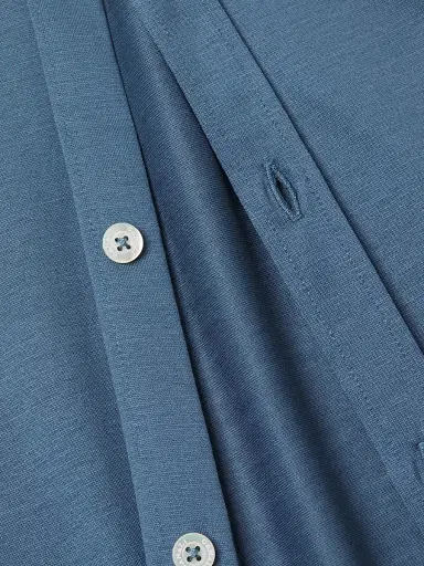 Canali Men's Cotton Button-Front Shirt - Blue | Thumbnail 6 Canali Men's Cotton Button-Front Shirt - Blue | Thumbnail 6