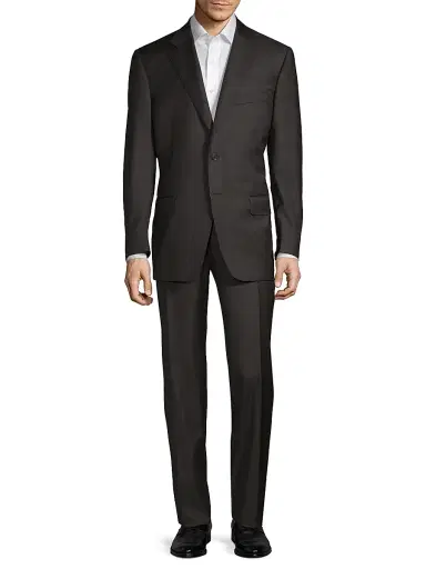 Canali Men's Regular-Fit Two-Button Wool-Blend Suit - Black - Size 46 | Thumbnail 2