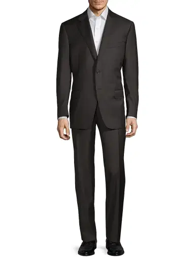 Canali Men's Regular-Fit Two-Button Wool-Blend Suit - Black - Size 46 | Thumbnail 3