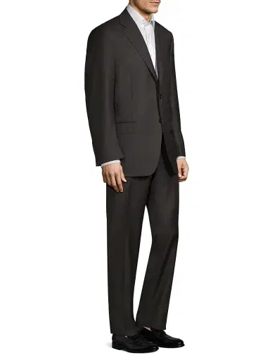 Canali Men's Regular-Fit Two-Button Wool-Blend Suit - Black - Size 46 | Thumbnail 4