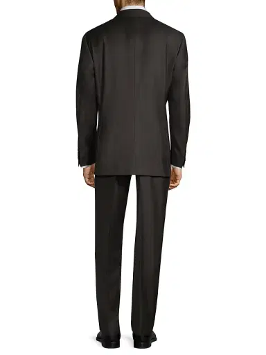 Canali Men's Regular-Fit Two-Button Wool-Blend Suit - Black - Size 46 | Thumbnail 5