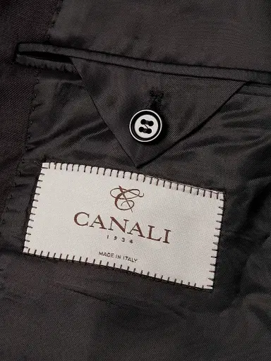 Canali Men's Regular-Fit Two-Button Wool-Blend Suit - Black - Size 46 | Thumbnail 6