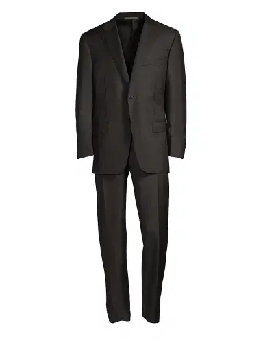 Canali Men's Regular-Fit Two-Button Wool-Blend Suit - Black - Size 46 | Thumbnail 1