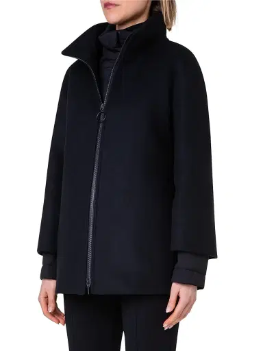 Akris punto Women's Core Layered Wool-Blend Jacket - Black - Size 12 | Thumbnail 4
