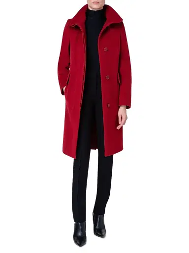 Akris punto Women's Long Wool-Blend Coat - Red - Size 14 | Thumbnail 2