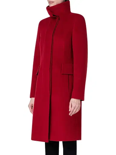 Akris punto Women's Long Wool-Blend Coat - Red - Size 14 | Thumbnail 3