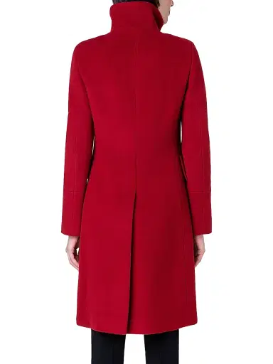 Akris punto Women's Long Wool-Blend Coat - Red - Size 14 | Thumbnail 4